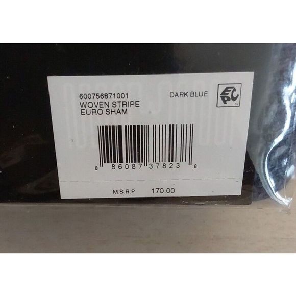 Ralph Lauren WOVEN STRIPE Dark Blue Cotton Linen European Euro Pillow Sham - Picture 8 of 8